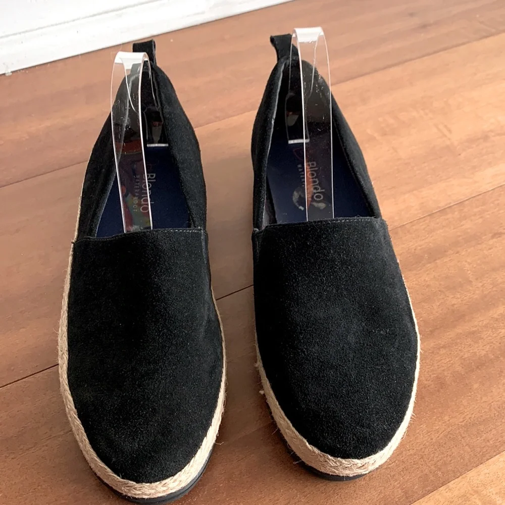 Blondo Waterproof Basha Suede Platform Espadrille Slip-on Black 8.5 Casual